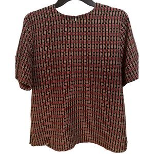 Stylish Red and Black Patterned Women's Top